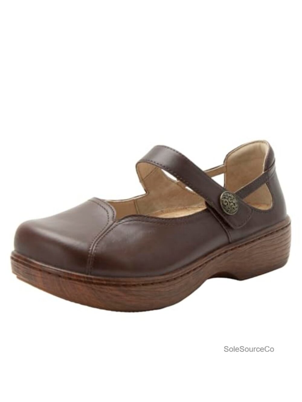Leather Mary Jane Flats with Arch Support Slip Resistant Adjustable Strap